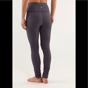 LULULEMON Wunder Under Leggings Pants Stretch Herringbone Print High Waist Gray